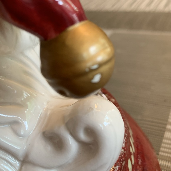 Vintage ceramic Santa Candle Holder on matching pedestal Christmas Holiday Red - Picture 9 of 10